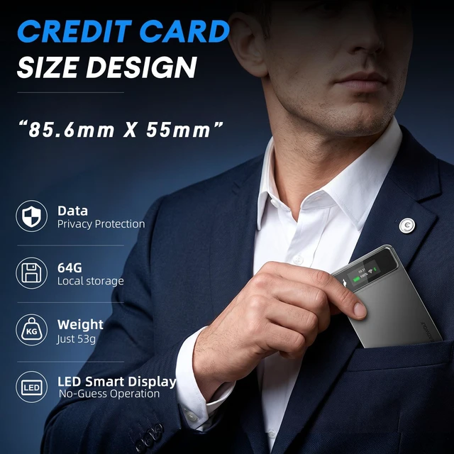 Alt view image 3 of 7 - HEADWOLF Hnote01 AI Smart Voice Recorder Transcribe & Summarize For Meetings Calls, 64GB Local + 2GB Cloud Storage, 500mAh, 120+ Languages, Ultra-Slim, InstantView Display, 4 Mic+1 Bone Conduction Mic