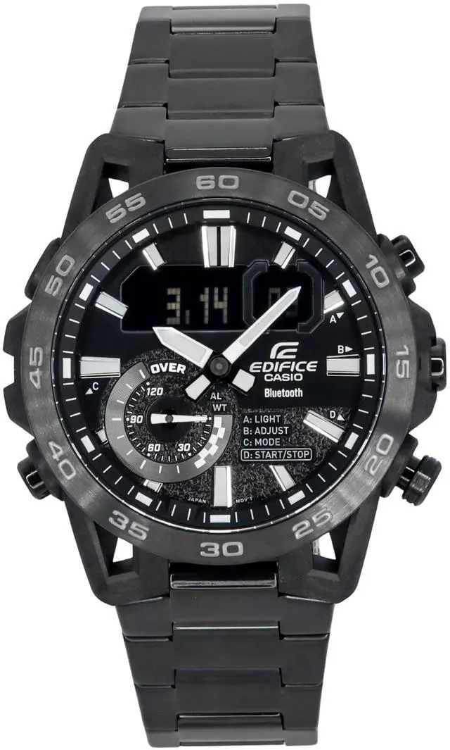 Main image of Casio Edifice Black Dial Sports Quartz 100 Men's Watch ECB-40BK-1A