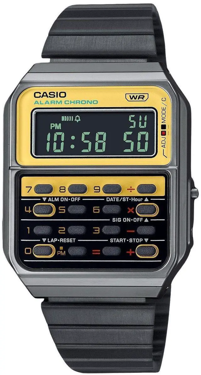 Main image of Casio Vintage Yellow And Black Dial Quartz Casual Unisex Watch CA-500WEGG-9B