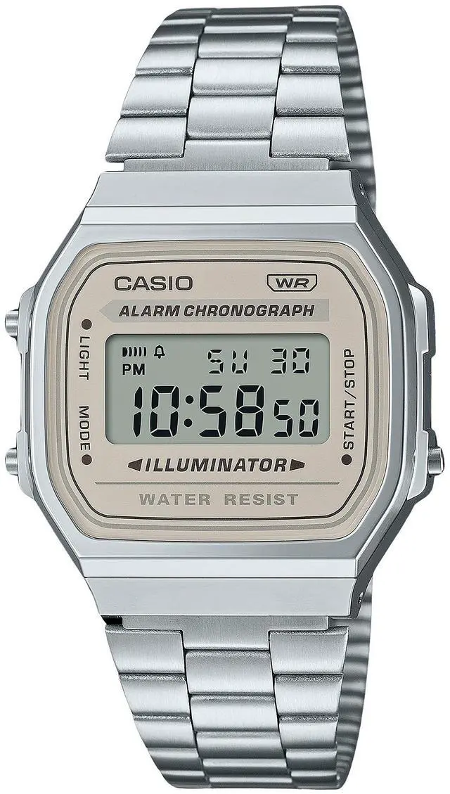 Main image of Casio Vintage Digital Stainless Steel Bracelet Quartz A168WA-8 Unisex Watch