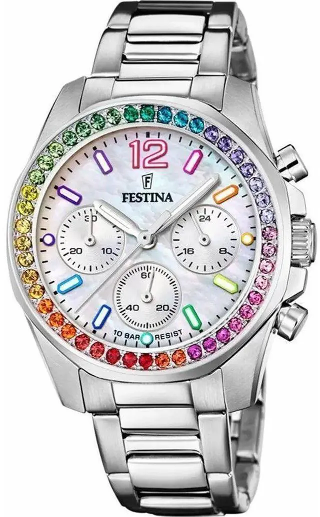 Main image of Festina Rainbow Chronograph Silver Dial Quartz 100M Women's Watch F20606-2