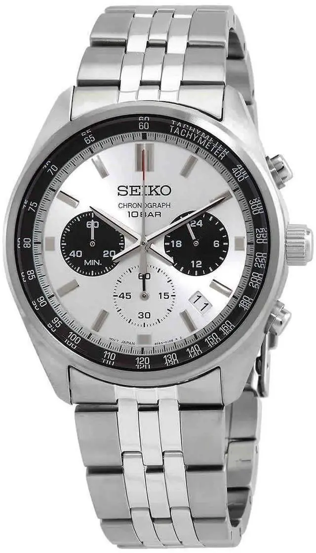 Main image of Seiko Chronograph Stainless Steel White Dial Quartz SSB425P1 100M Men's Watch