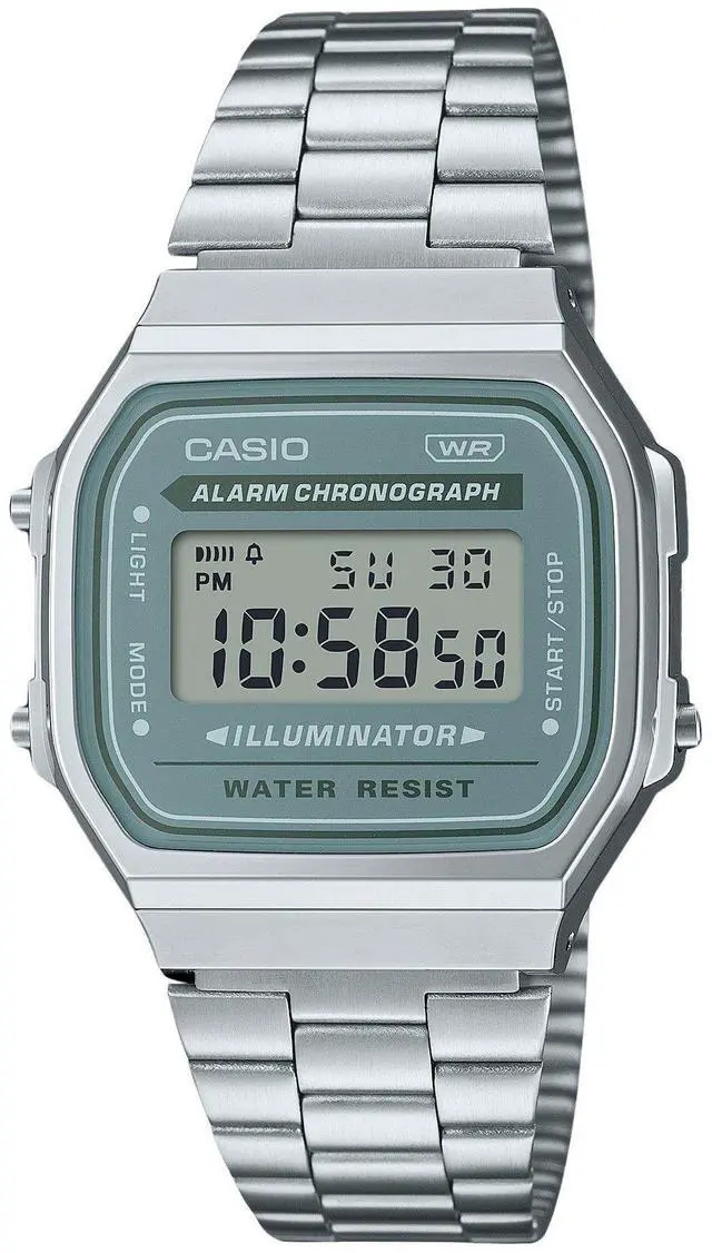 Main image of Casio Vintage Digital Stainless Steel Bracelet Quartz A168WA-3A Men's Watch