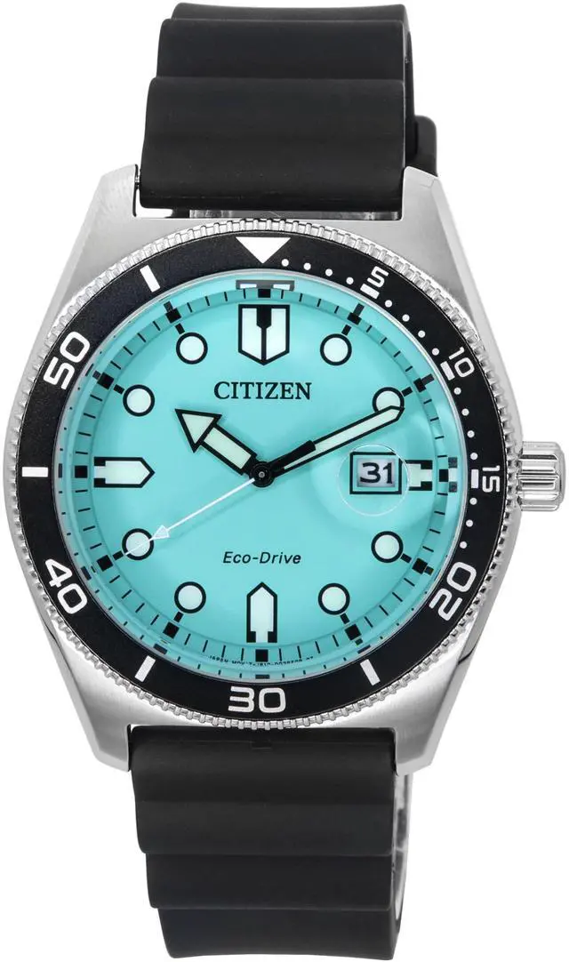 Main image of Citizen Eco-Drive Rubber Strap Turquoise Dial AW1760-14X 100M Men's Watch