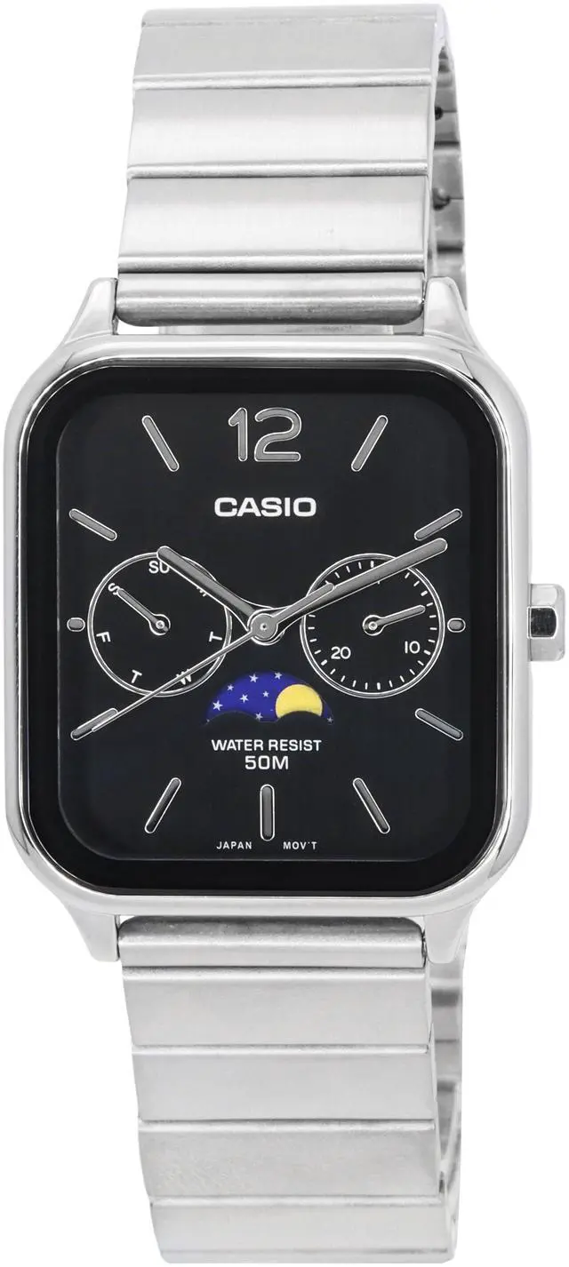 Main image of Casio Standard Analog Moon Phase Black Dial Quartz MTP-M305D-1A Men's Watch
