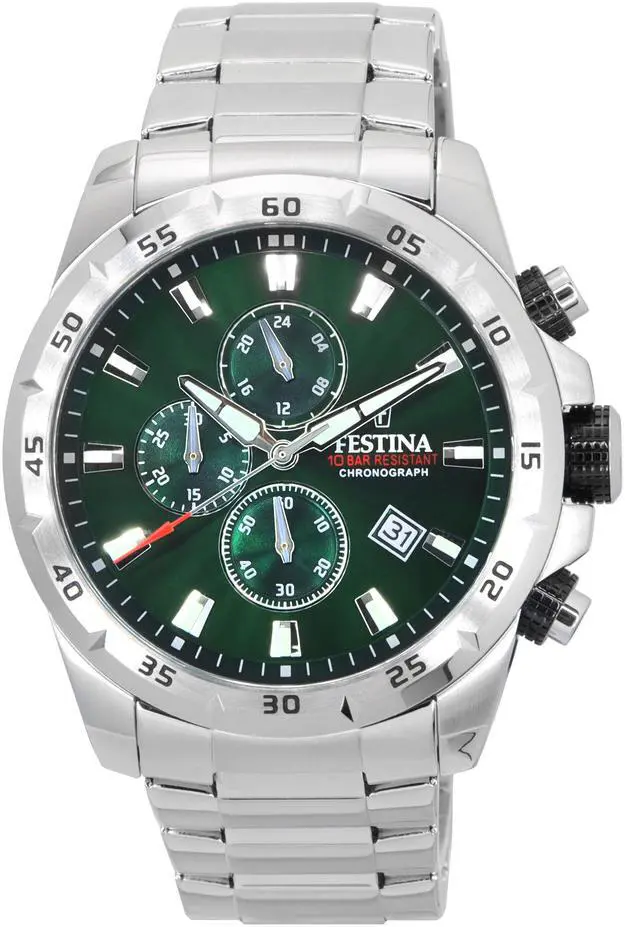 Main image of Festina Sports Chorongraph Stainless Steel Green Dial Quartz 20463-3 100M Men's