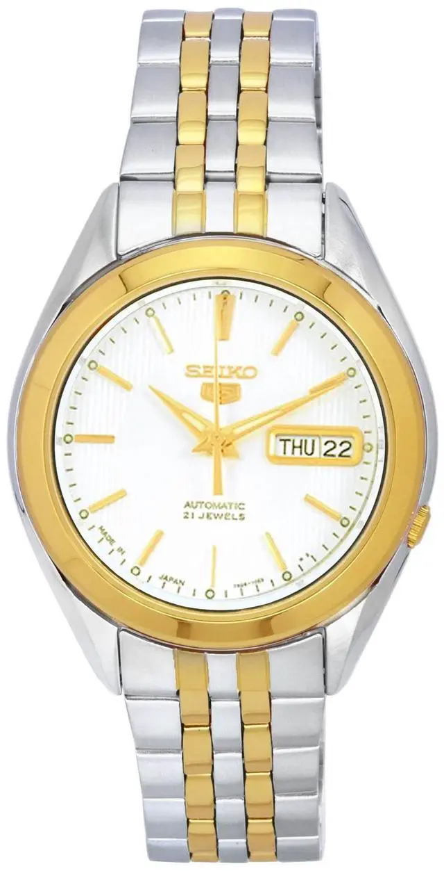 Main image of Seiko 5 Two Tone Stainless Steel White Dial Automatic SNKL24J1 Men's Watch