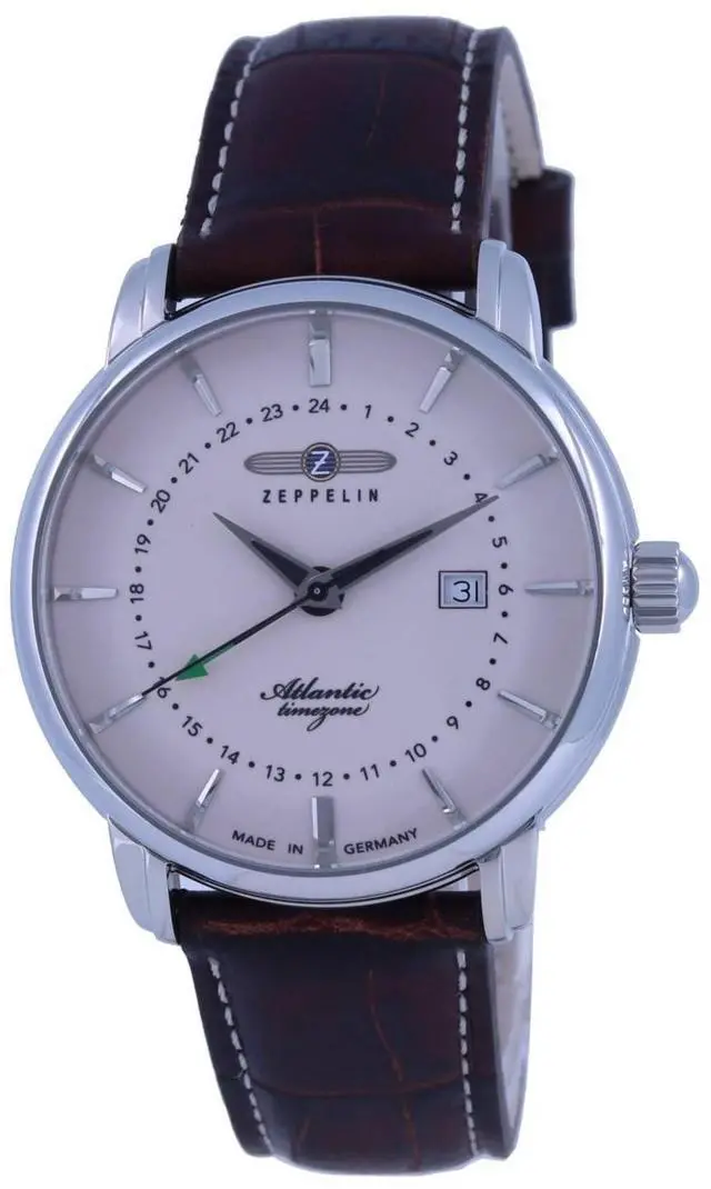 Main image of Zeppelin Atlantic Beige Dial Leather Strap Quartz 8442-5 84425 Men's Watch