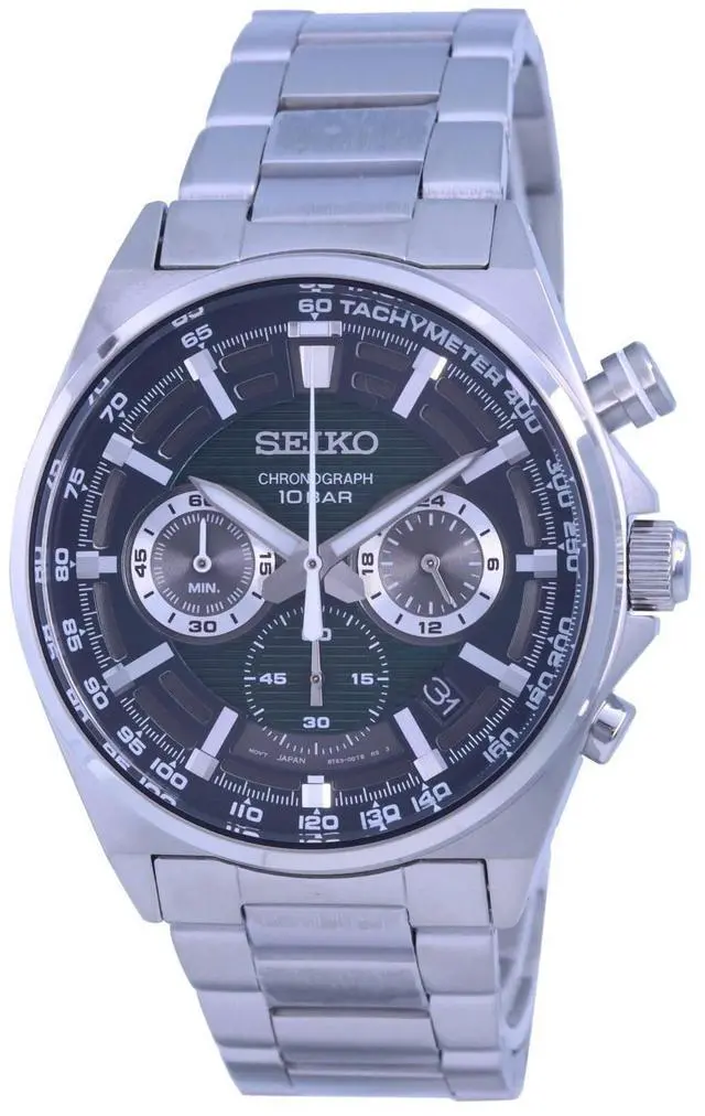Main image of Seiko Discover More Chronograph Green Dial Quartz SSB405P1 100M Men's Watch