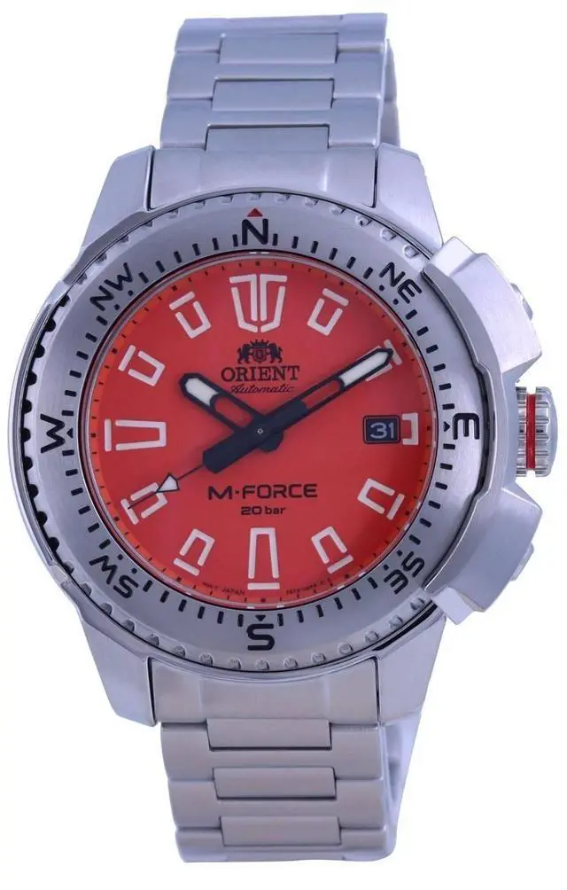 Alt view image 5 of 8 - Men's Orient M-Force ACON Diver's Automatic Orange Dial Watch RA-AC0N02Y10B