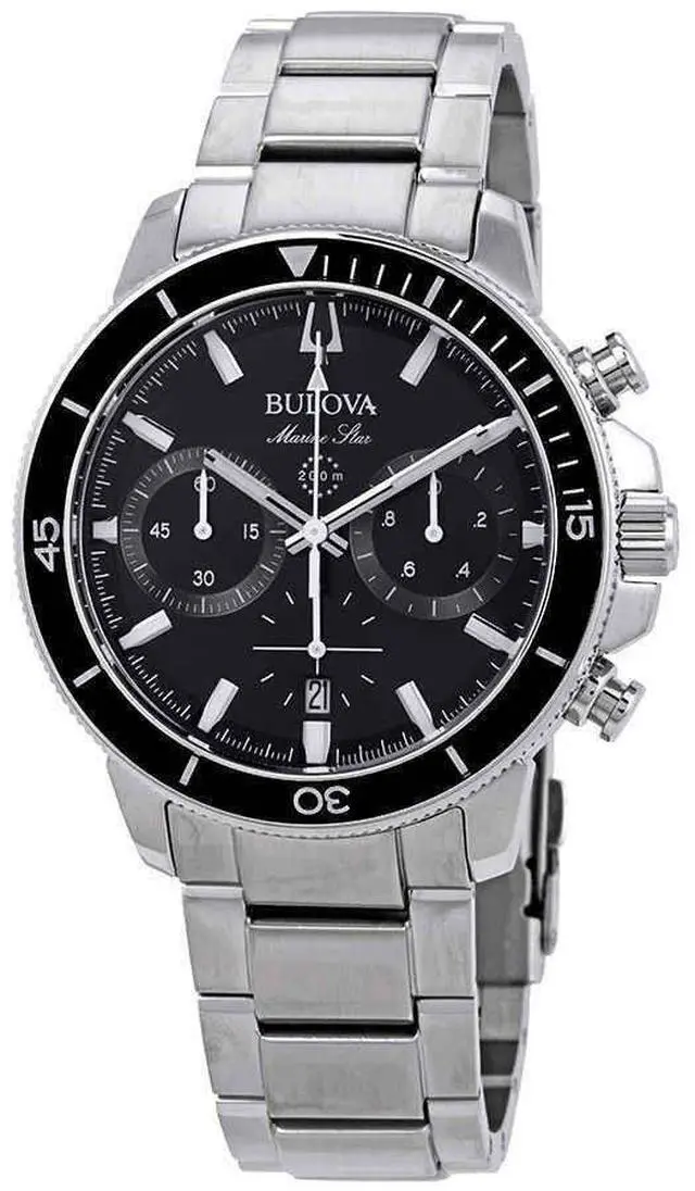 Alt view image 5 of 10 - Bulova Marine Star Mens Black Dial Chronograph Quartz Watch 96B272