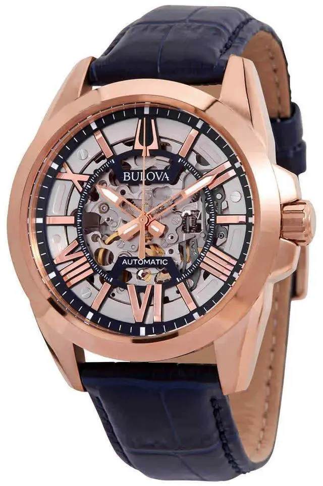 Alt view image 9 of 11 - Bulova Sutton Mens Rose Gold PVD Stainless Steel Automatic Watch 97A161