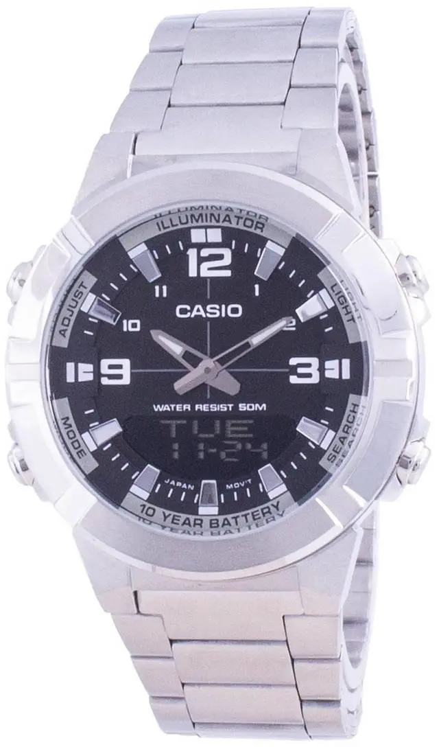 Main image of Casio Analog Digital World Time Stainless Steel AMW-870D-1A Men's Watch