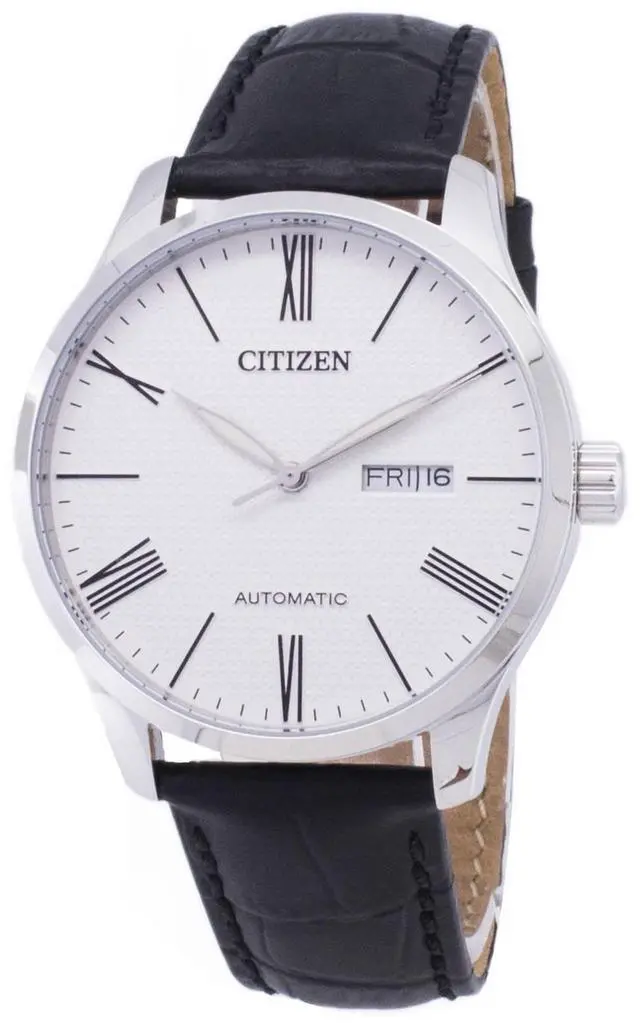 Alt view image 5 of 8 - Men's Citizen Dress Automatic Black Leather Strap Watch NH8350-08A