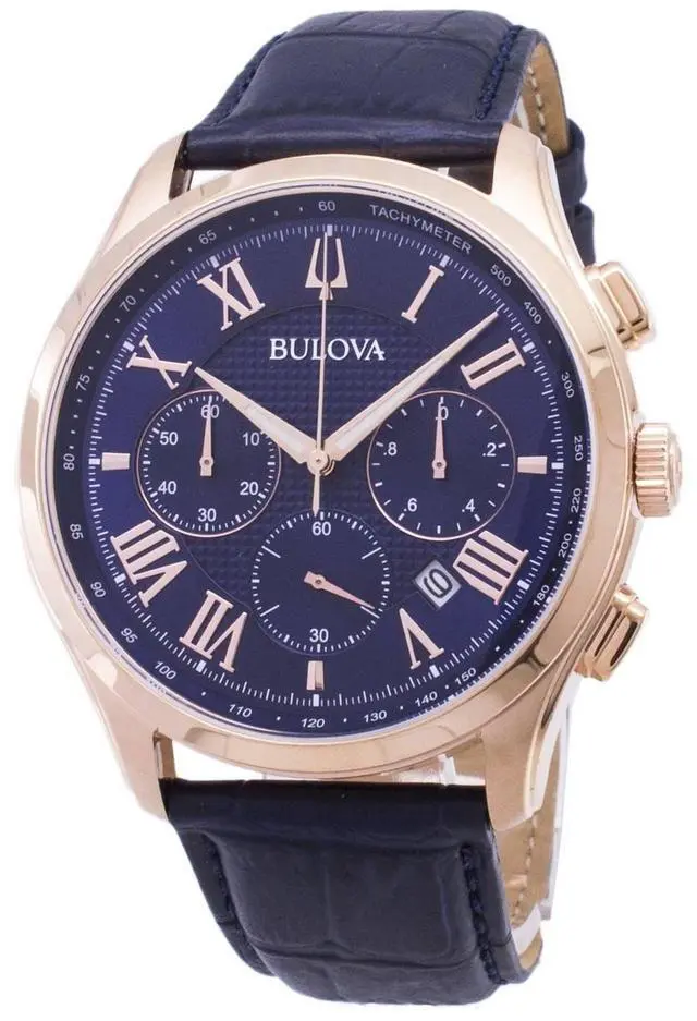 Alt view image 10 of 18 - Bulova Wilton Chronograph Mens Blue Dial Quartz Watch 97B170
