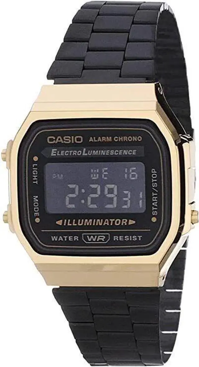 Alt view image 4 of 7 - Casio Vintage A168WEGB Digital Metal Gold/Black Watch A168WEGB-1B