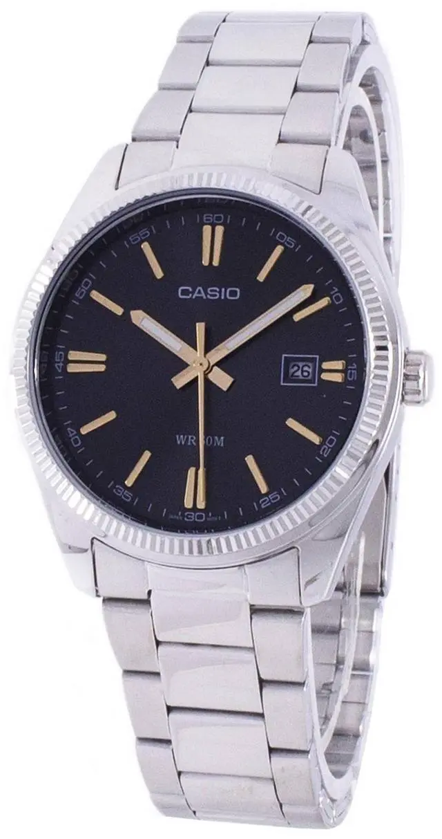 Alt view image 2 of 5 - Casio Men's MTP1302D-1A2V Silver Stainless-Steel Quartz Watch with Black Dial