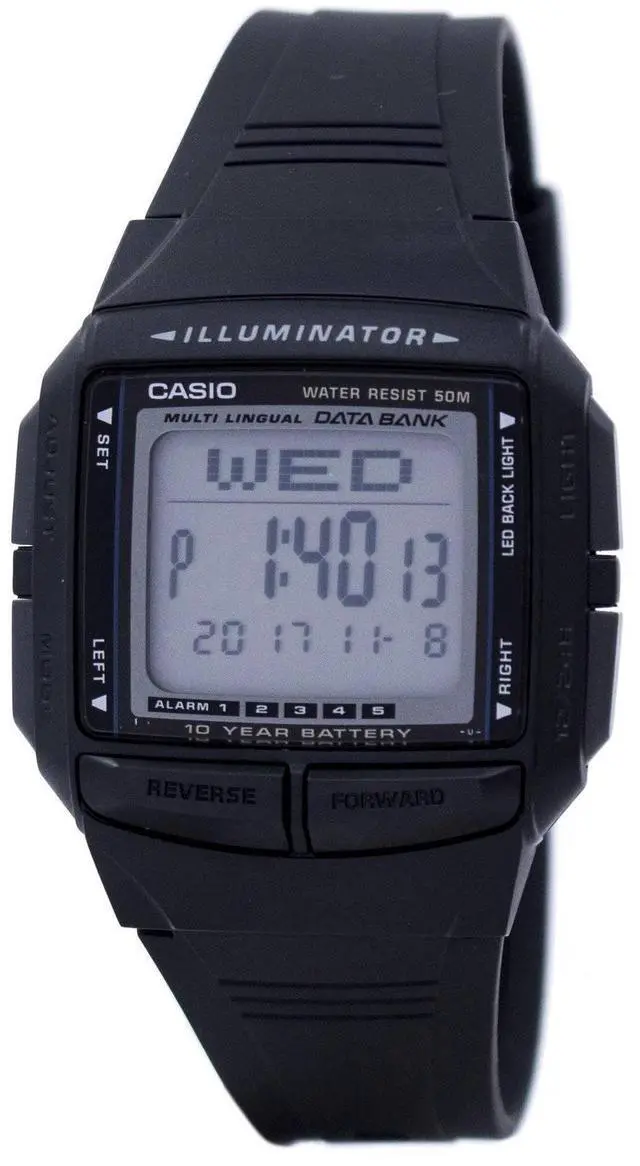 Alt view image 12 of 19 - Casio DB36-1AV Casual Men's Multi-Lingual Databank Digital Sports Watch - Black