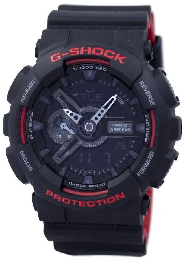 Alt view image 5 of 11 - Casio G-Shock GA-110HR-1A Men's Analog-Digital Display Fashion Watch, Black/Red