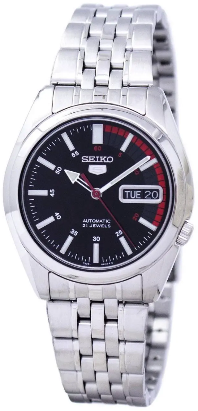 Alt view image 2 of 8 - Seiko 5 #SNK375 Men's Stainless Steel Black Dial Self Winding Automatic