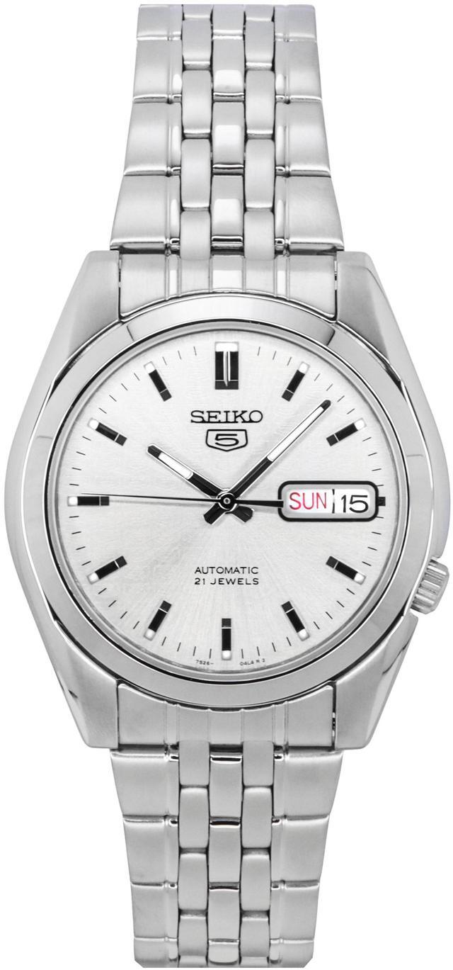 Alt view image 7 of 13 - SEIKO 5 SNK355 SNK355K1 Automatic 21 Jewels Silver Dial Stainless Steel Watch