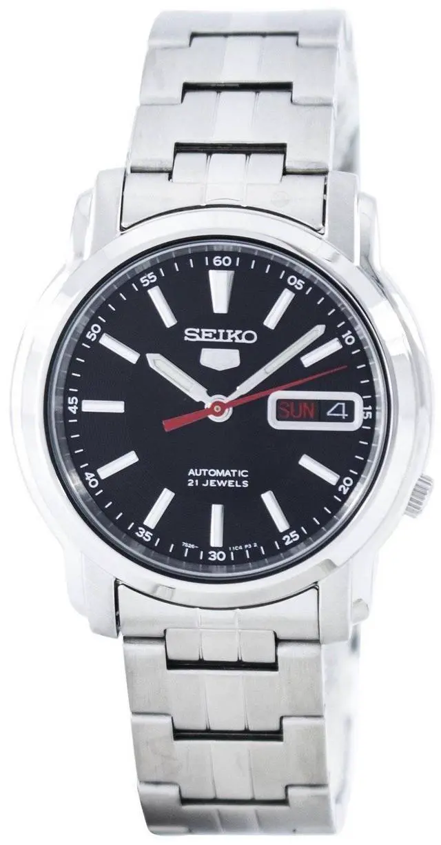 Alt view image 4 of 10 - Seiko 5 SNKL83 Men's Stainless Steel Black Dial Self Winding Automatic Watch