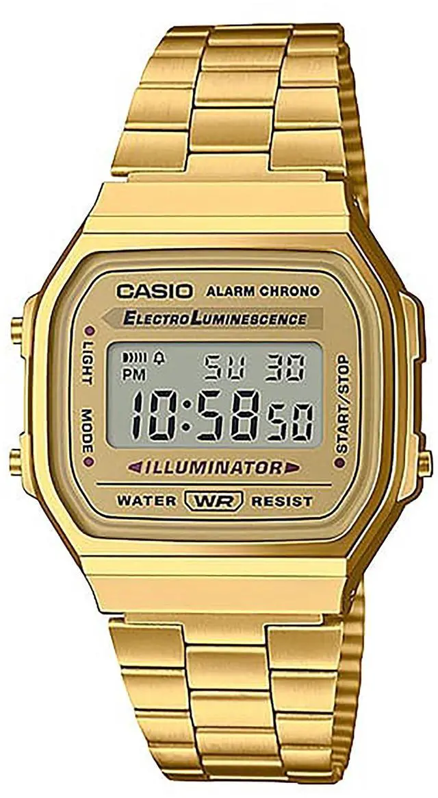 Alt view image 5 of 10 - Men's Casio Gold Tone Classic Digital Watch A168WG-9V A168WG-9VT