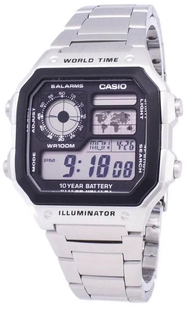 Main image of Casio Digital World Time WR100M AE-1200WHD-1AVDF AE-1200WHD-1AV Men's Watch