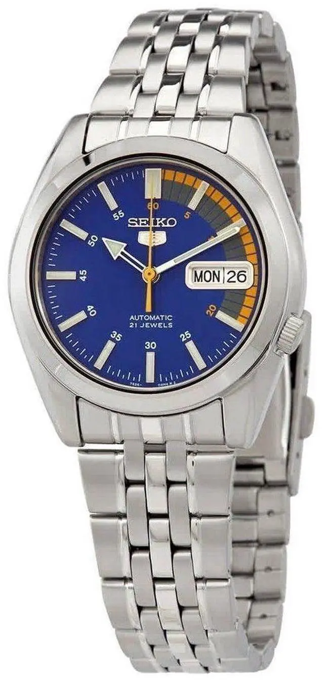 Alt view image 3 of 8 - seiko 5 automatic blue dial silver stainless steel men's watch snk371k1