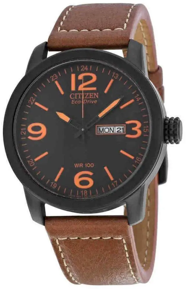Alt view image 12 of 18 - Citizen Men's BM8475-26E Eco-Drive Sport Brown Leather Watch