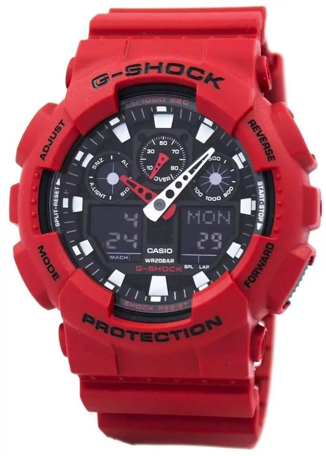 Alt view image 15 of 18 - Casio Mens XL G-Shock - Ana-Digi - Red Design - Black Negative Digital Display