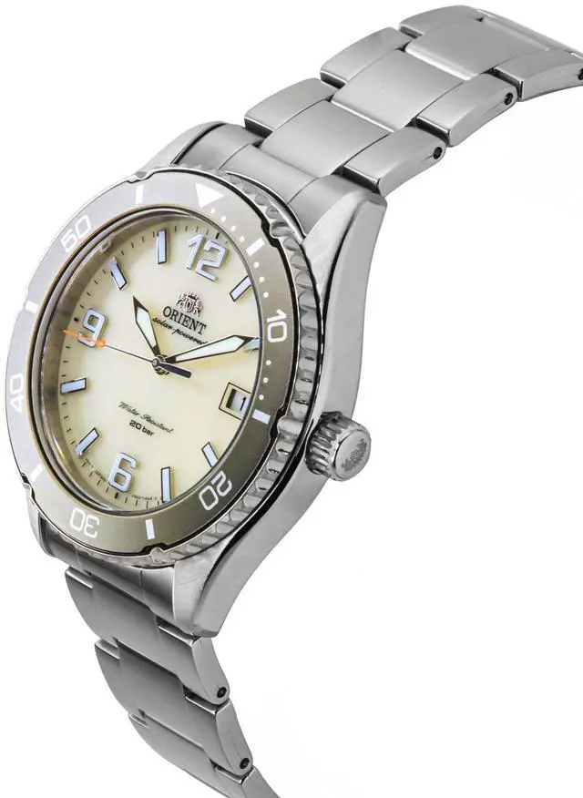Alt view image 3 of 4 - Orient Mako III Ivory Dial Solar Diver's 200M Men's Watch RA-WJ0003S