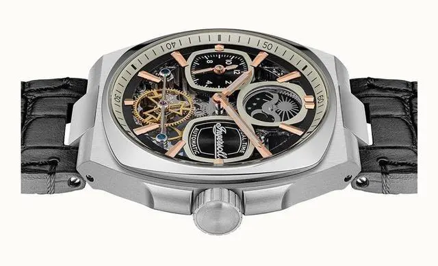 Alt view image 3 of 6 - Ingersoll The Spirit Moon Phase Leather Strap Skeleton Dial I15801 Mens Watch