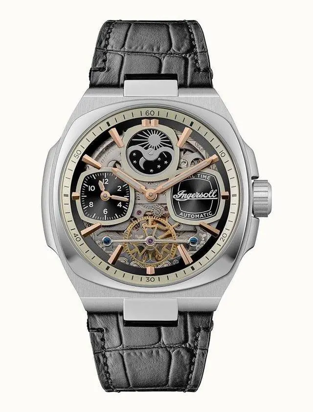 Main image of Ingersoll The Spirit Moon Phase Leather Strap Skeleton Dial I15801 Mens Watch