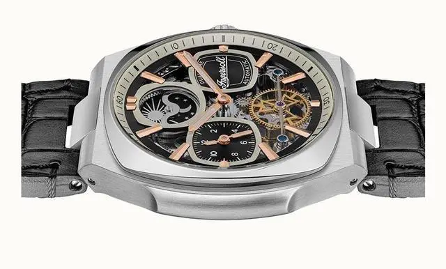 Alt view image 4 of 6 - Ingersoll The Spirit Moon Phase Leather Strap Skeleton Dial I15801 Mens Watch