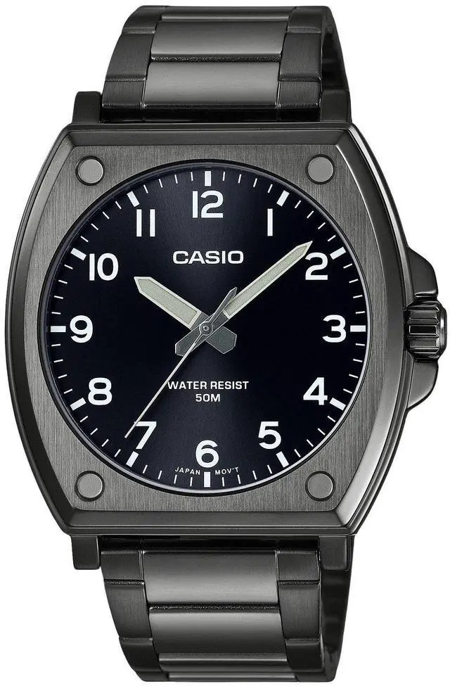 Main image of Casio MTP-E730B-1AV Black Ion Plated Stainless Steel Luminous Hands Mens Watch
