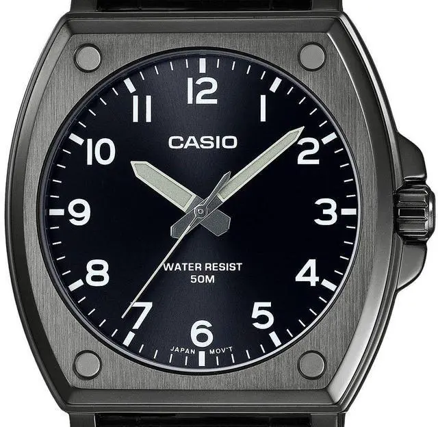 Alt view image 2 of 3 - Casio MTP-E730B-1AV Black Ion Plated Stainless Steel Luminous Hands Mens Watch