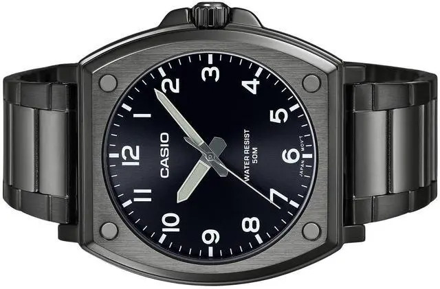 Alt view image 3 of 3 - Casio MTP-E730B-1AV Black Ion Plated Stainless Steel Luminous Hands Mens Watch