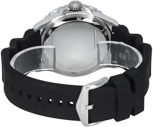 Alt view image 4 of 4 - Fossil Blue GMT Silicone Strap Analog Black Dial Quartz FS6036 100M Mens Watch