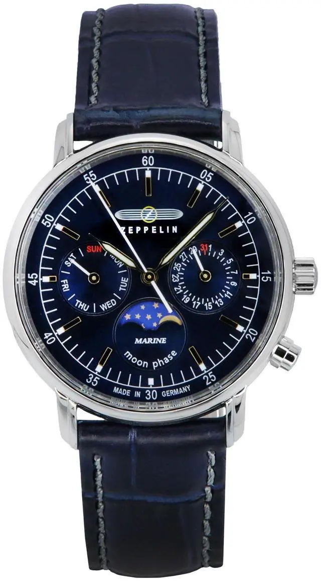 Main image of Zeppelin LZ14 Marine Moon Phase Day/Date Blue Dial Quartz 86353 50M Ladies Watch