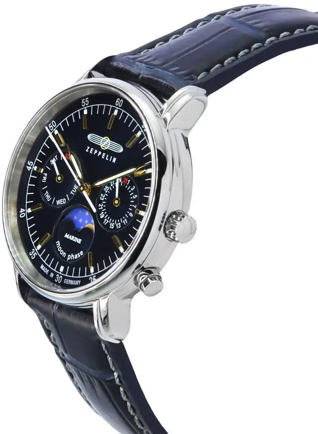 Alt view image 3 of 4 - Zeppelin LZ14 Marine Moon Phase Day/Date Blue Dial Quartz 86353 50M Ladies Watch