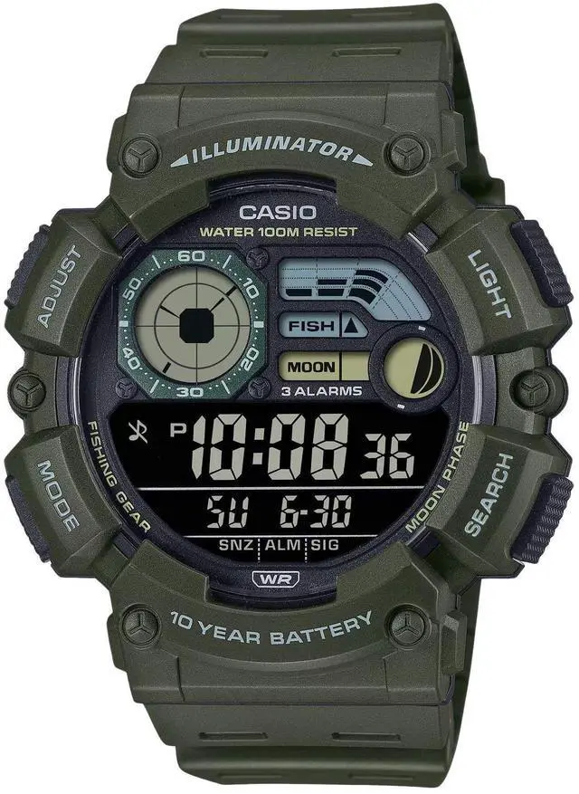 Main image of Casio Illuminator Digital Alarm Fishing Mode Moon Data WS-1500H-3BV Mens Watch