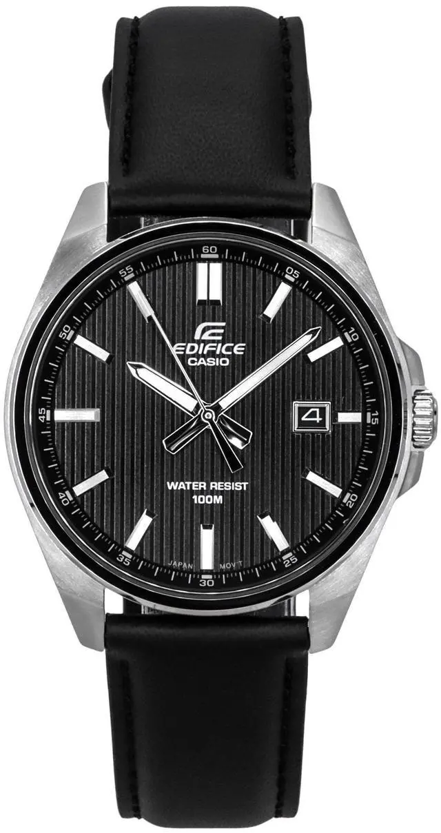 Alt view image 5 of 7 - Casio EDIFICE Analog Tough Leather Strap Black Dial EFV-150L-1A 100M Mens Watch