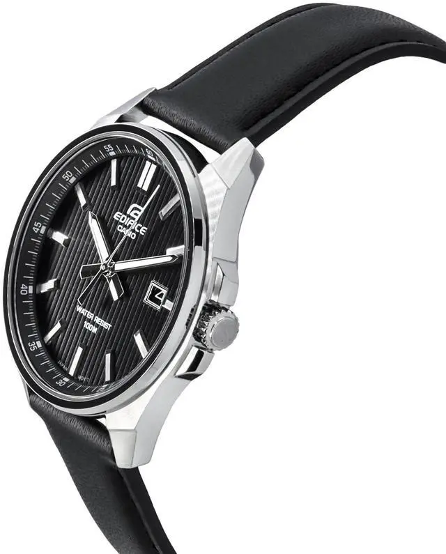 Alt view image 7 of 7 - Casio EDIFICE Analog Tough Leather Strap Black Dial EFV-150L-1A 100M Mens Watch