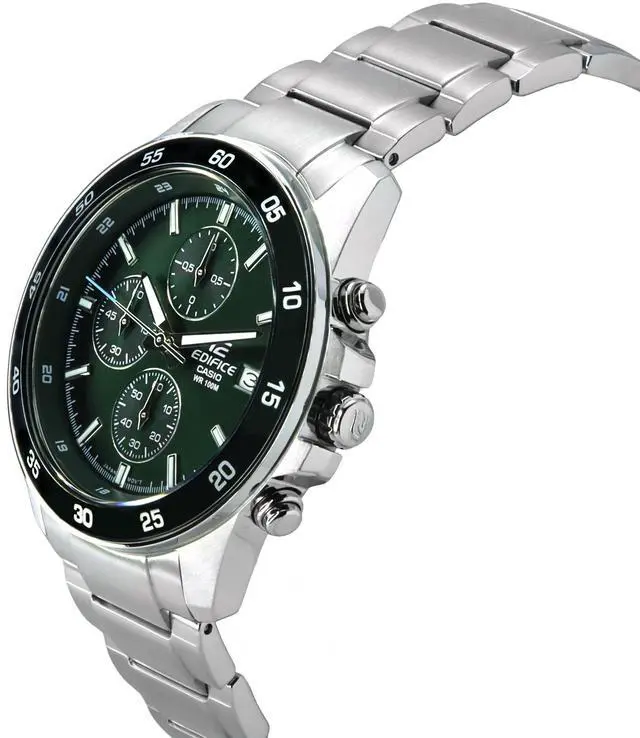 Alt view image 3 of 7 - Casio EDIFICE Analog Tough Leather Strap Black Dial EFV-150L-1A 100M Mens Watch