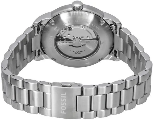 Alt view image 4 of 4 - Fossil Heritage Stainless Steel Black Dial Date Automatic ME3223 Unisex Watch