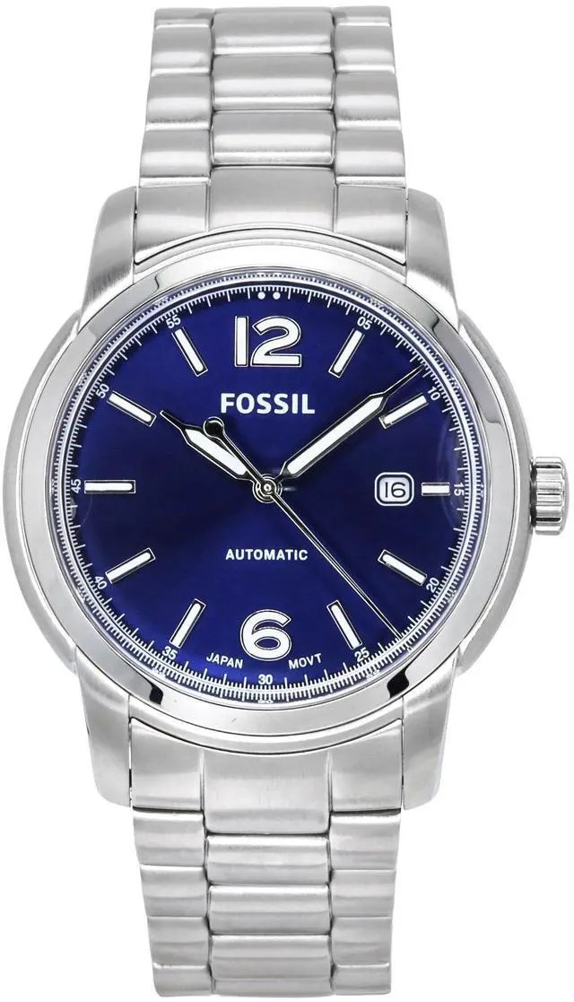 Main image of Fossil Heritage Stainless Steel Blue Dial Automatic Analog ME3244 50M Mens Watch
