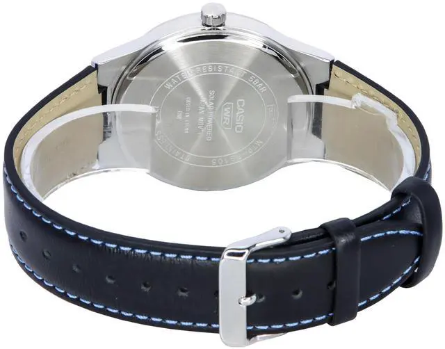 Alt view image 3 of 3 - Casio Solar Powered Blue Dial Black Leather Strap MTP-RS105L-2B 50M Mens Watch