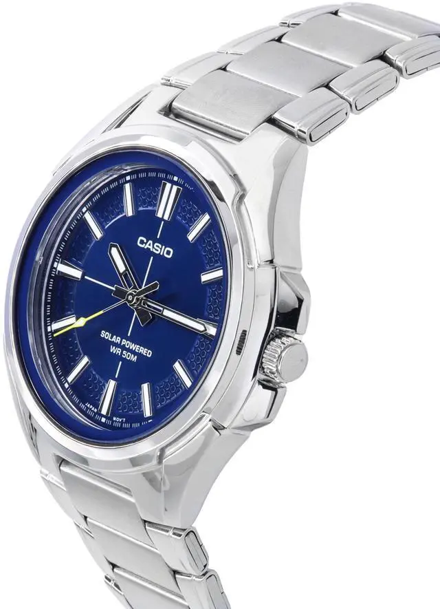 Alt view image 3 of 4 - Casio Analog Stainless Steel Blue Dial Solar Mov't MTP-RS100D-2A 50M Mens Watch
