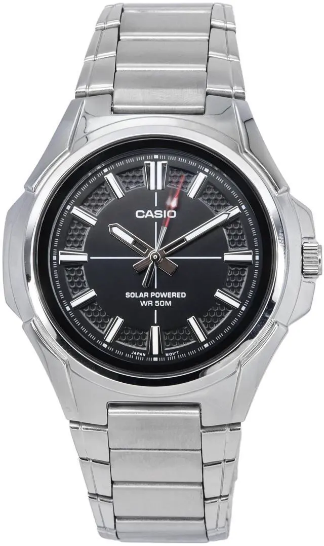 Main image of Casio Solar Powered Black Dial Stainless Steel MTP-RS100D-1A 50M Mens Watch